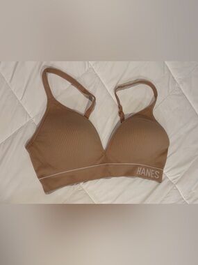 Hanes Ribbed Lightly Padded Bra in Brown